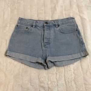 F21 Light denim button up shorts